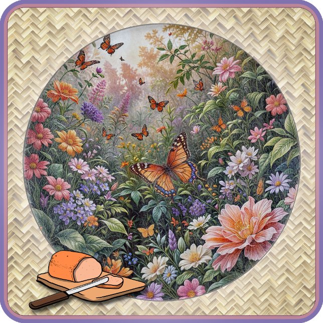 CUTTING BOARD - Butterflies in the Garden - Round (Skapare uppladdad)