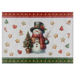 Cutting Board Large Snowman and Christmas Cookies