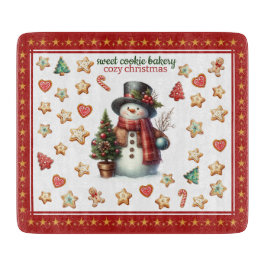 Cutting Board Square Snowman and Christmas Cookies