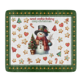 Cutting Board Square Snowman and Christmas Cookies