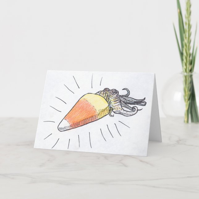 "Cuttlecorn" Halloween bläckfiskkort Kort (Framsida)