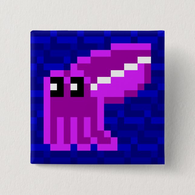 Cuttlekolhink Lola det rosa bläckfiskemblem Knapp (Framsida)