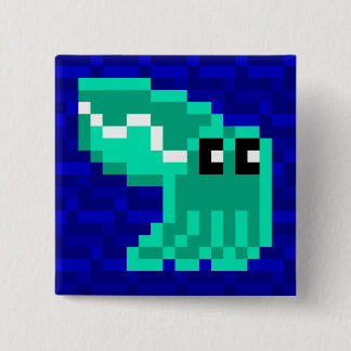 Cuttlekolhink Lulu det gröna bläckfiskemblem Knapp