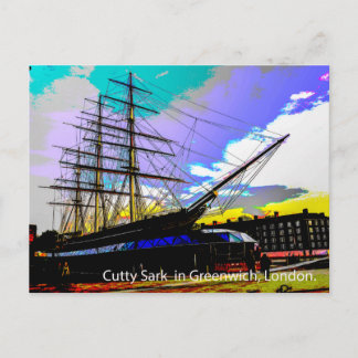 Cutty Sark i Greenwich, London. Vykort