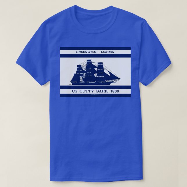 Cutty Sark på blå vit 2 T Shirt (Design framsida)