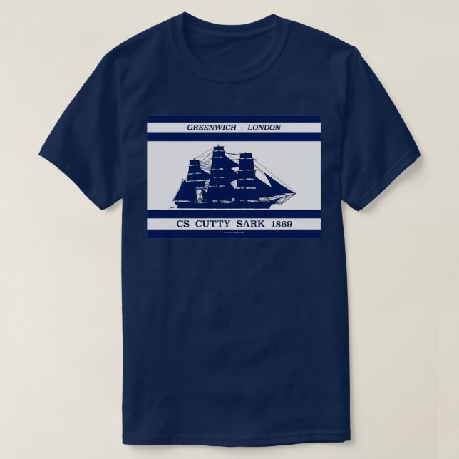 Cutty Sark på blå vit 3 T Shirt (Design framsida)