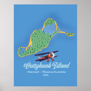 Cuttyhunk ö Gosnold, Massachusetts karta Poster