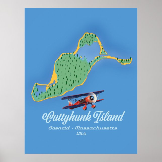 Cuttyhunk ö Gosnold, Massachusetts karta Poster (Framsidan)