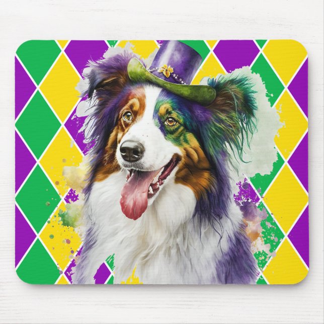 CUTWATERCOLOR MARDI GRAS COLLIE HUND MUSMATTA (Framsidan)