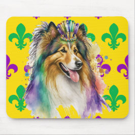CUTWATERCOLOR MARDI GRAS COLLIE HUND MUSMATTA