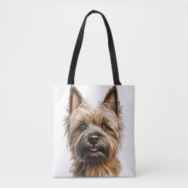 CUTWATTERCOLOR CAIRN TERRIER HUND ANSIKTE TYGKASSE