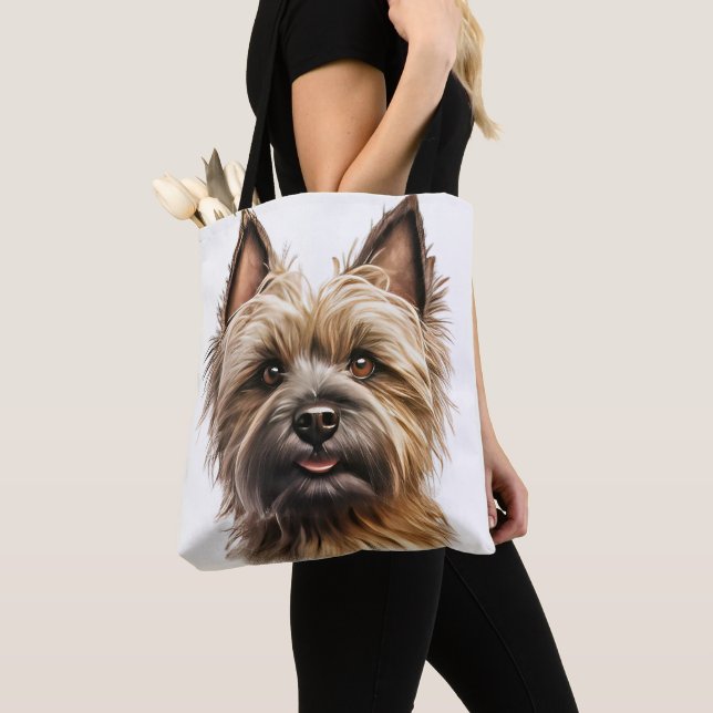 CUTWATTERCOLOR CAIRN TERRIER HUND ANSIKTE TYGKASSE (Närbild)