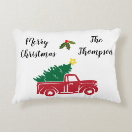 Cuty enbart farmhouse red lastbil med namn med fam prydnadskudde