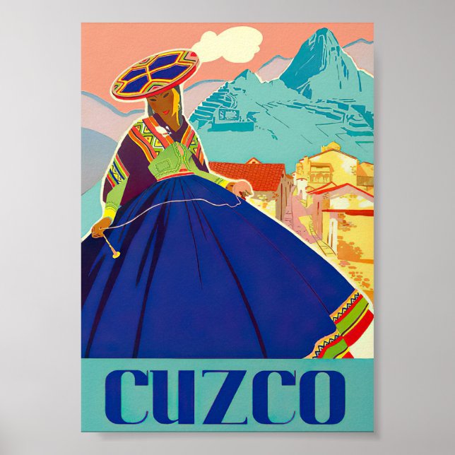 Cuzco Peru Retro Vintage resor Poster (Framsidan)