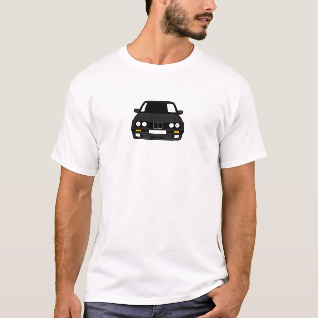 CuzzTeez skräddarsy den svart BMW E30 Beamer T T-shirt (Framsida)