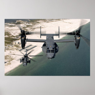 CV-22 Osprey och MH-53 Pave Low Aircraft Poster