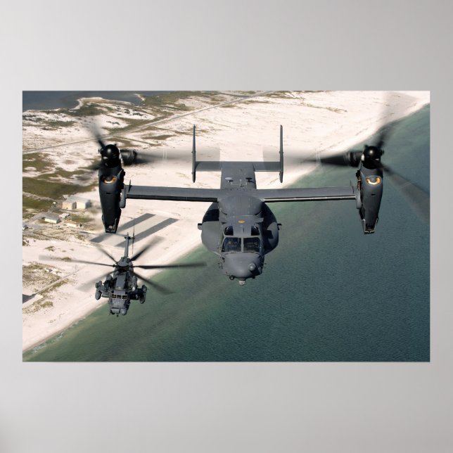 CV-22 Osprey och MH-53 Pave Low Aircraft Poster (Framsidan)