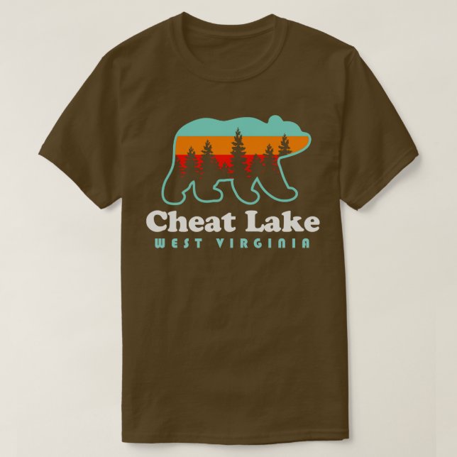 CvärmeSjö Väster Virginia Camping Bear Retro T Shirt (Design framsida)