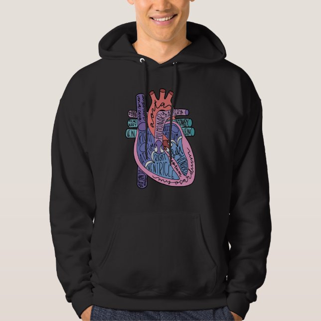 CVICU Cardiology Heart Anatomy Circulation Cardiac Hoodie (Framsida)