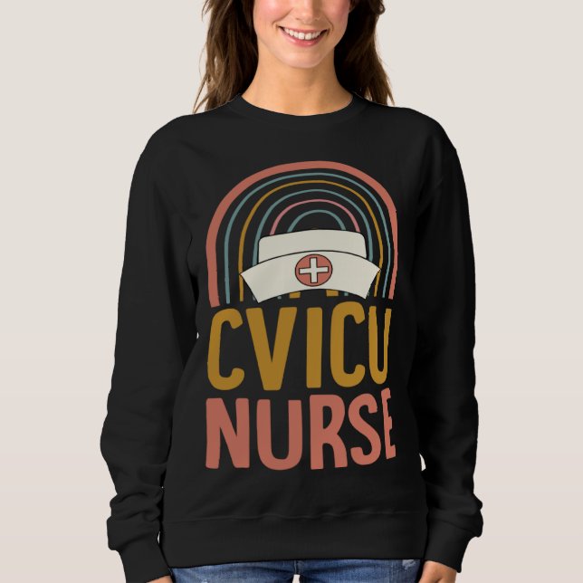 CVICU Nurse Boho Bohemian Rainbow Nursing School T Shirt (Framsida)