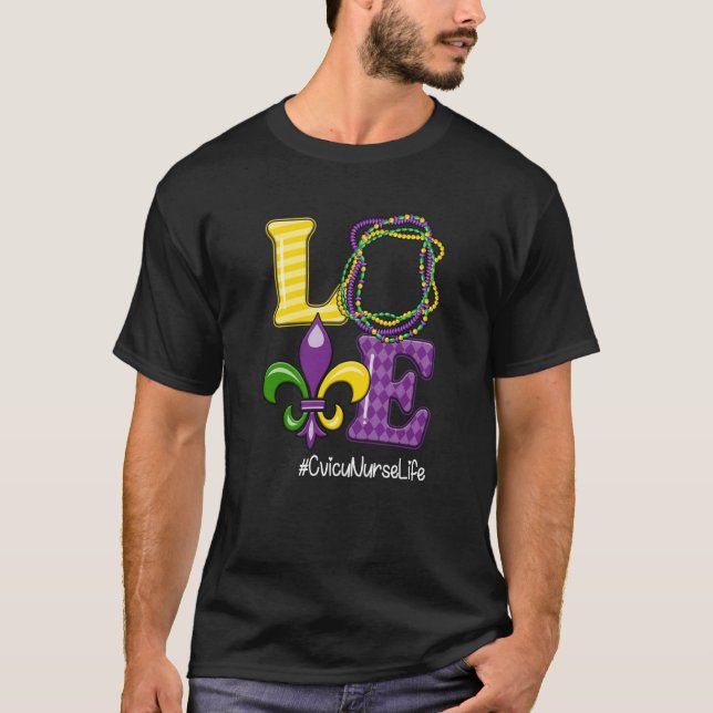 Cvicu Nurse Nurse Mardi Gras Leopard Festival Part T Shirt (Framsida)