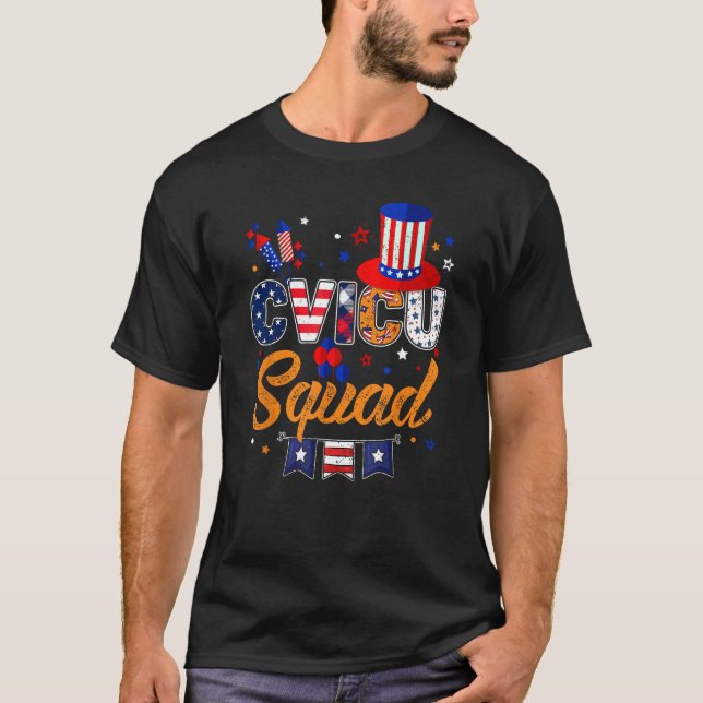 CVICU Squad 4th July CVICU Nurse RN Matching Indep T Shirt (Framsida)