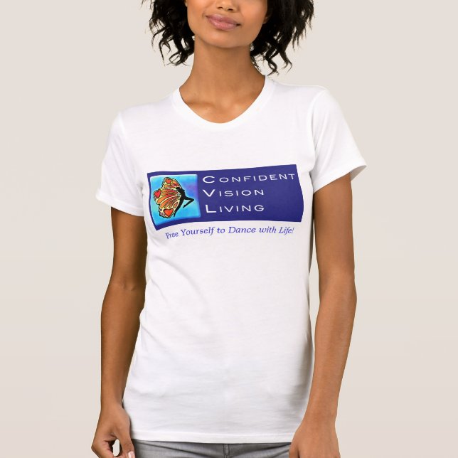 CVL-Blått-Logotyp kvinna T-tröja Tee Shirt (Framsida)