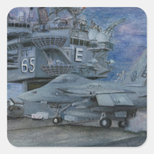 CVN-65 USS ENTERPRISE FYRKANTIGT KLISTERMÄRKE