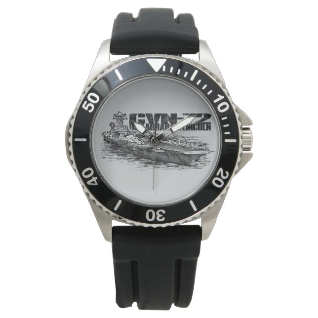 CVN-72 Abraham Lincoln Krona Protector Black Rubb Armbandsur (Framsida)