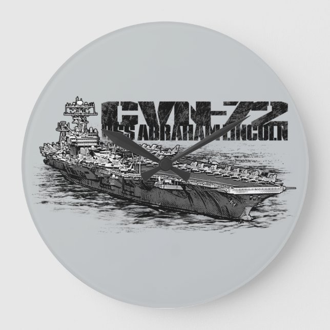 CVN-72 Abraham Lincoln Round (Large) Wall Clock Stor Klocka (Framsida)