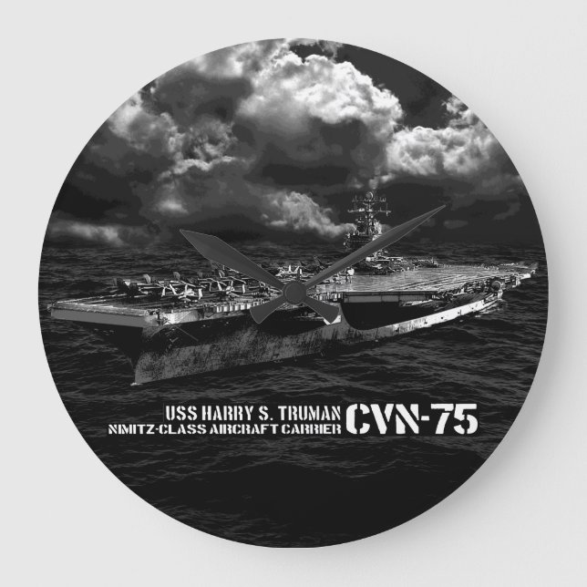 CVN-75 Harry S. Truman Round (Large) Wall Clock Stor Klocka (Framsida)