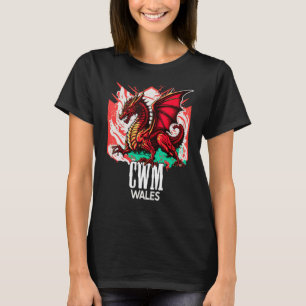 Cwm Wales Welsh Flagga Y Ddraig Goch Dragon T Shirt