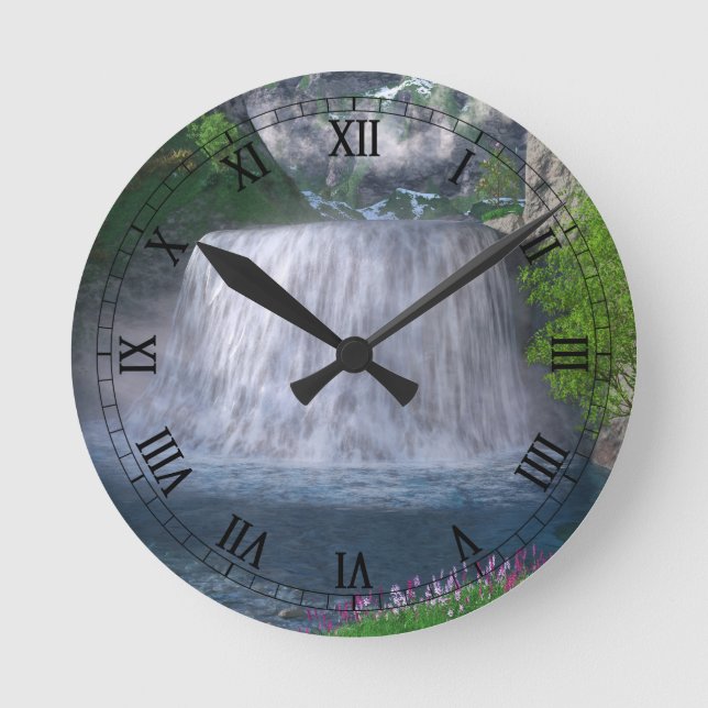 Cwm Waterfall Clock Rund Klocka (Framsida)