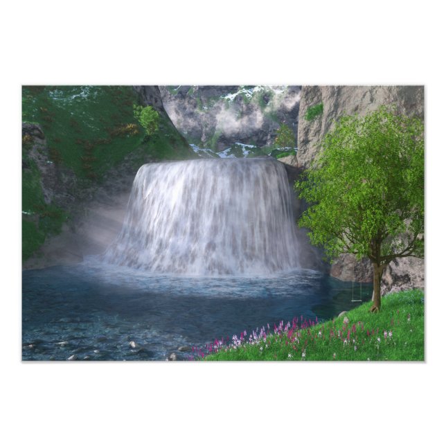 Cwm Waterfall Photo Print Fototryck (Framsidan)