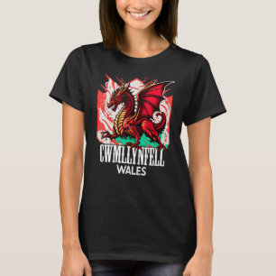 Cwmllynföll Wales Welsh Flagga Y Ddraig Goch Drago T Shirt