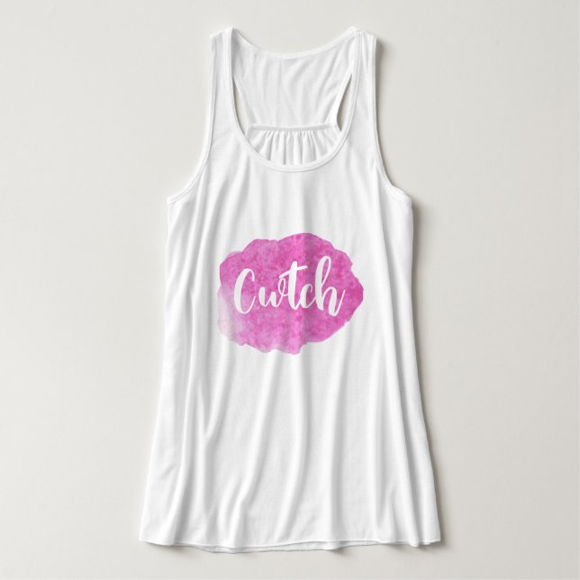Cwtch Welsh Wales Slang Dialect Linne Med Racerback (Design framsida)
