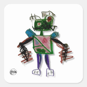 Cy=Borg Robot Sticker Fyrkantigt Klistermärke