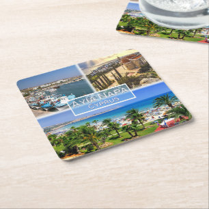 CY Cypern - Ayia Napa - Harbour - Nelia Beach - Underlägg Papper Kvadrat