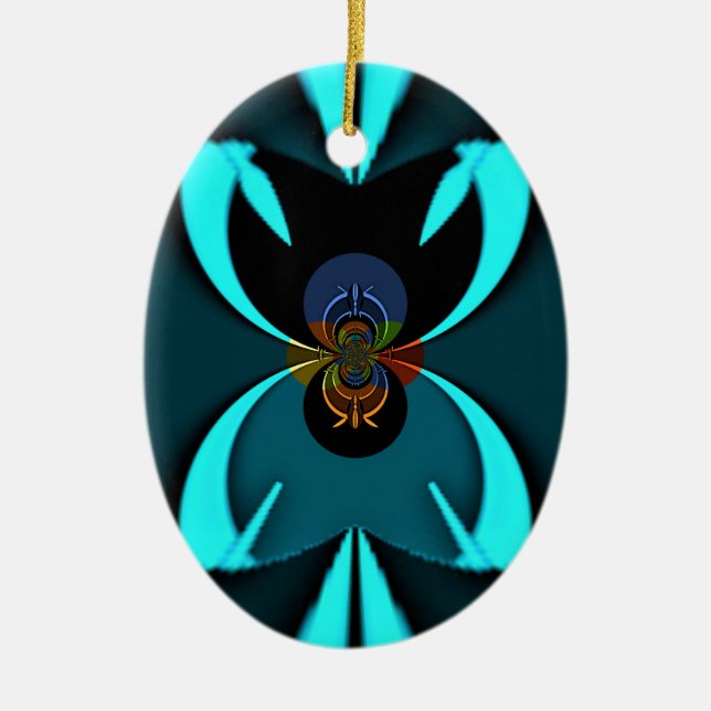 Cyan Abstrakt Art-utskrift Julgransprydnad Keramik (Framsidan)