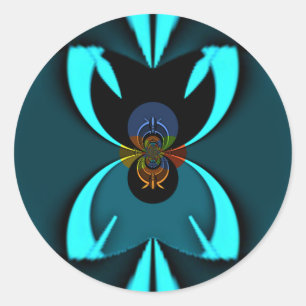 Cyan Abstrakt Art-utskrift Runt Klistermärke