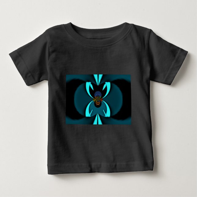 Cyan Abstrakt Art-utskrift T-shirt (Framsida)