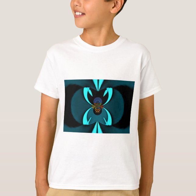 Cyan Abstrakt Art-utskrift T-shirt (Framsida)