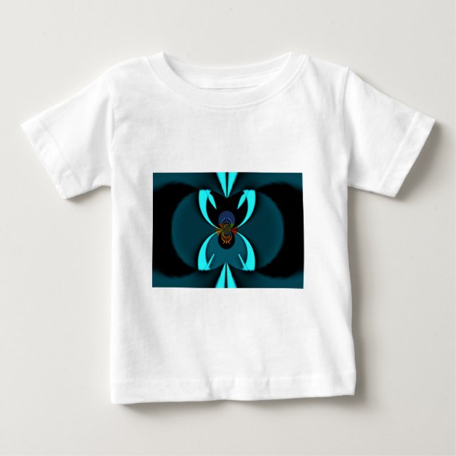Cyan Abstrakt Art-utskrift Tee (Framsida)