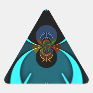 Cyan Abstrakt Art-utskrift Triangelformat Klistermärke