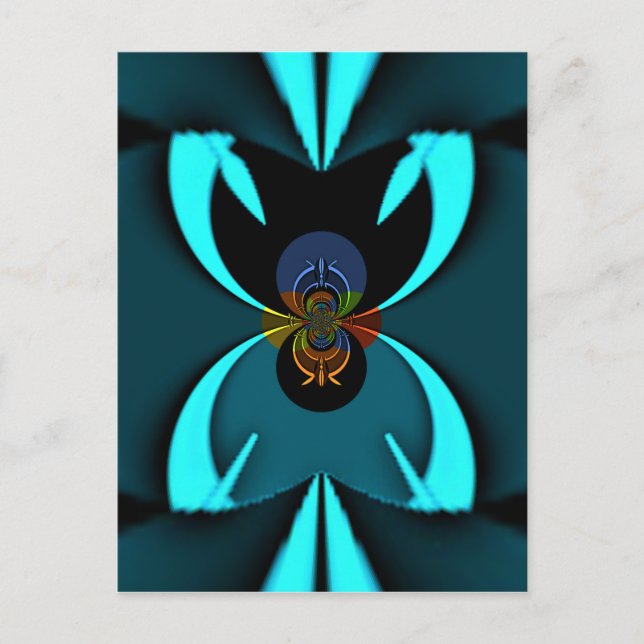 Cyan Abstrakt Art-utskrift Vykort (Framsida)