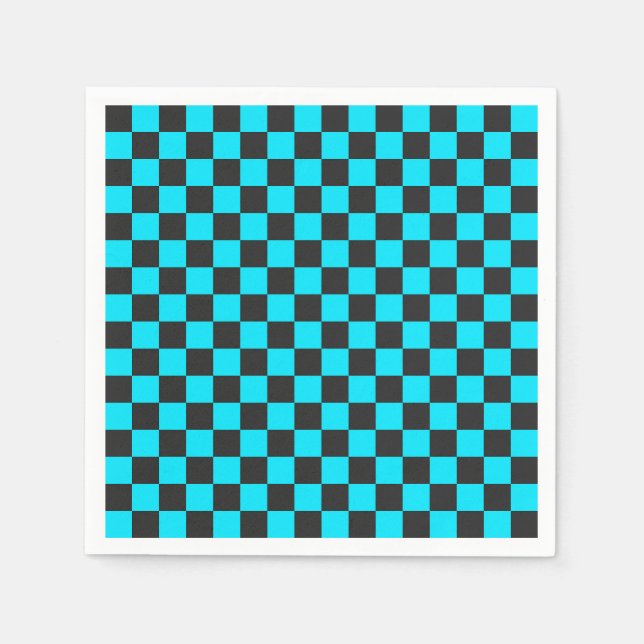 Cyan and charcoal checkerboard pattern pappersservett (Framsidan)