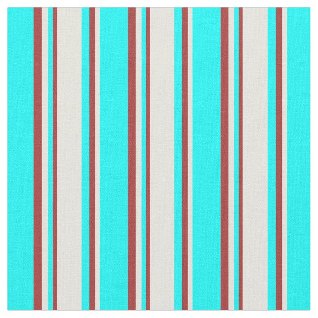 Cyan, Beige och Brown Stripe Mönster Tyg (Närbild)
