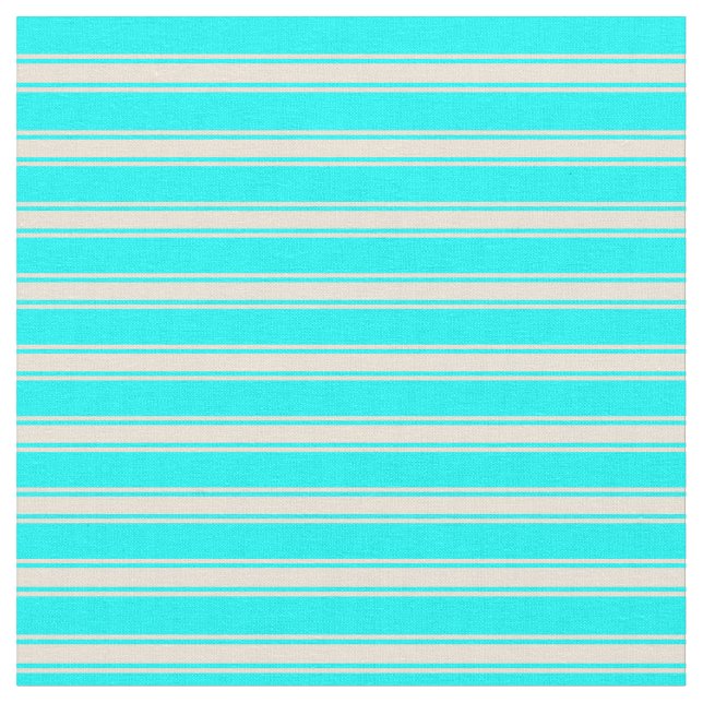 Cyan & Bisque Stripe/Linjen Mönster Tyg (Närbild)