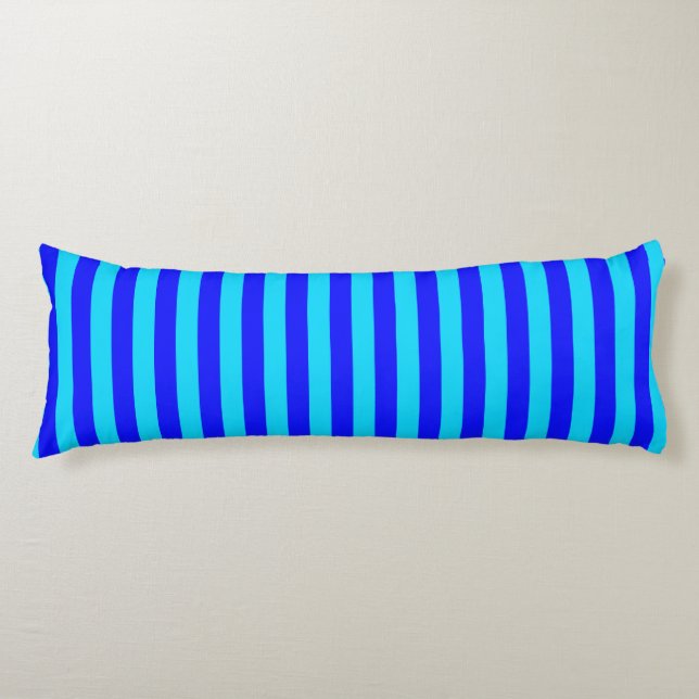 Cyan Blåa Ränder Design  Kroppskudde (Framsidan)