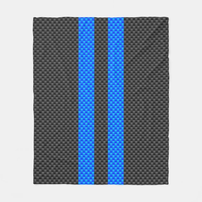 Cyan Blue Carbon Fiber Stil Tävla Rand Fleecefilt (Framsidan)